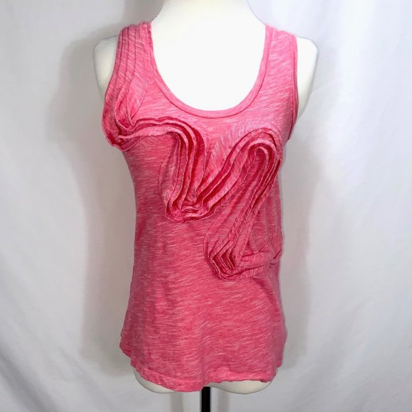 Anthropologie Little Yellow Button Swirl Sleeveless Knit Top Tank T-Shirt - Picture 2 of 10